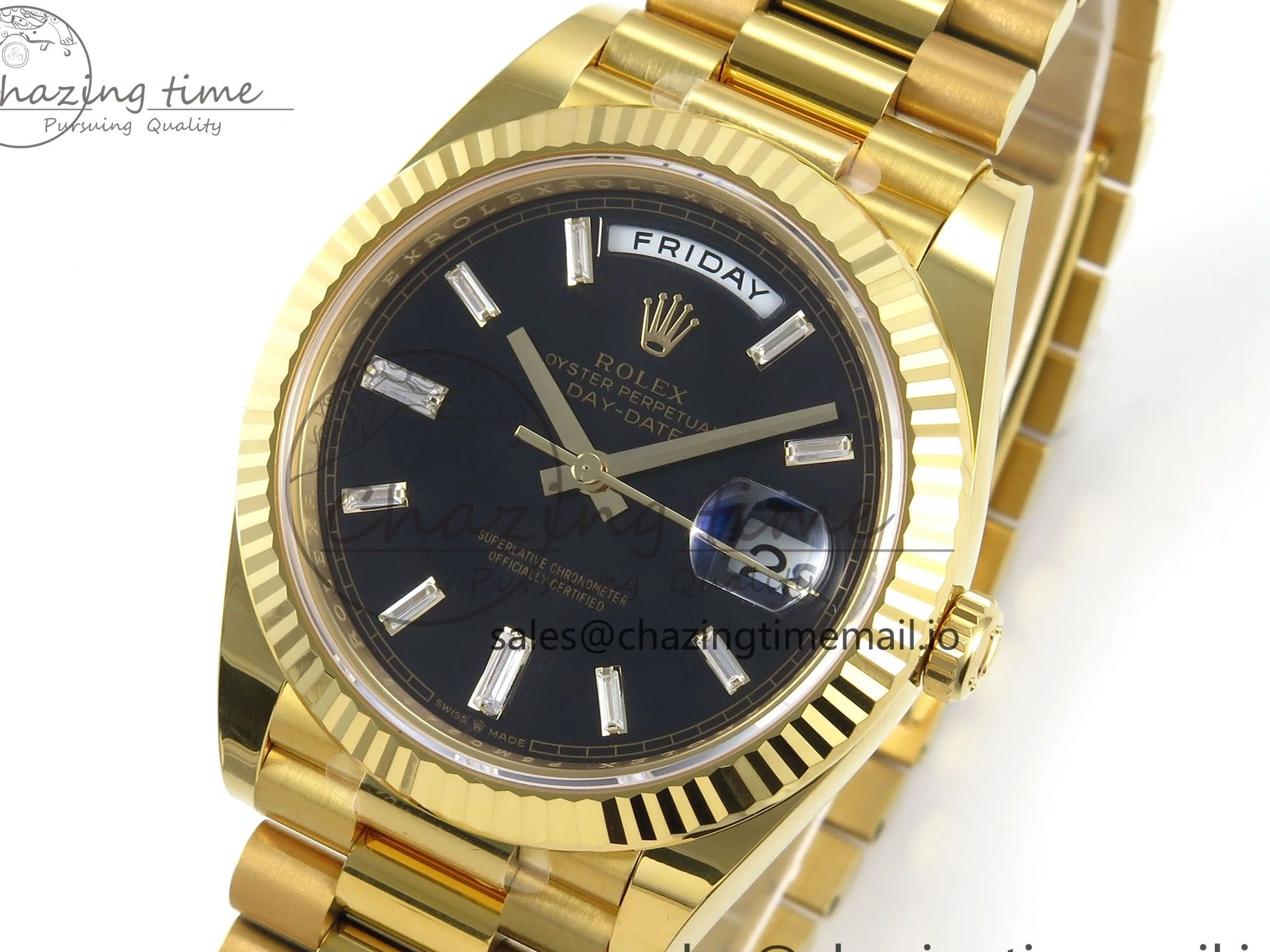 MiroTime 0320 Packable Day Date 40 YG 228238 THBF 1:1 Best Edition Black Crystal Dial on President Bracelet VR3255 V3 (Gain Weight) 378